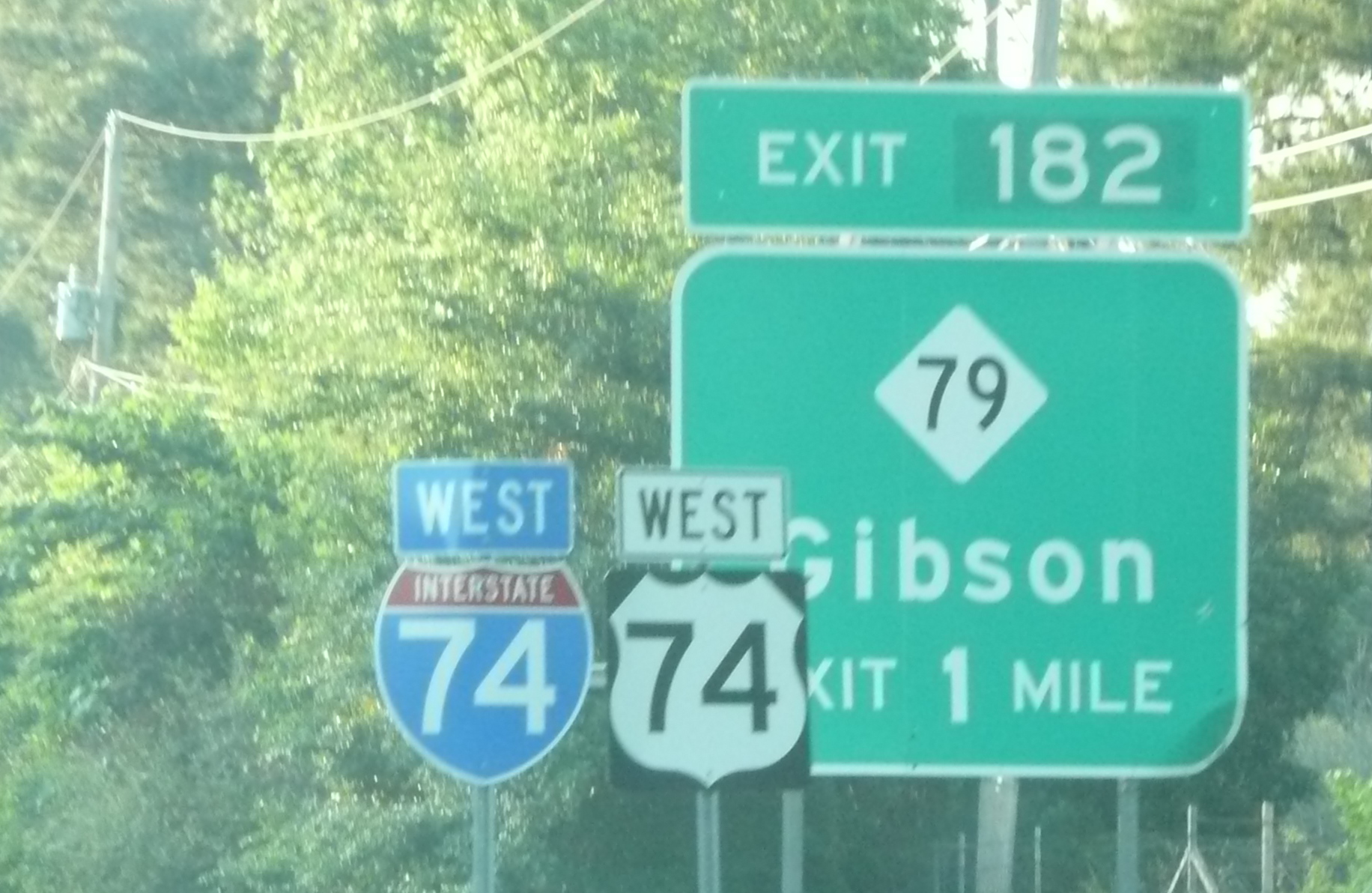 Photo of exit signage for NC 79 along then I-74 in May 2009, Courtesy of 
James Mast