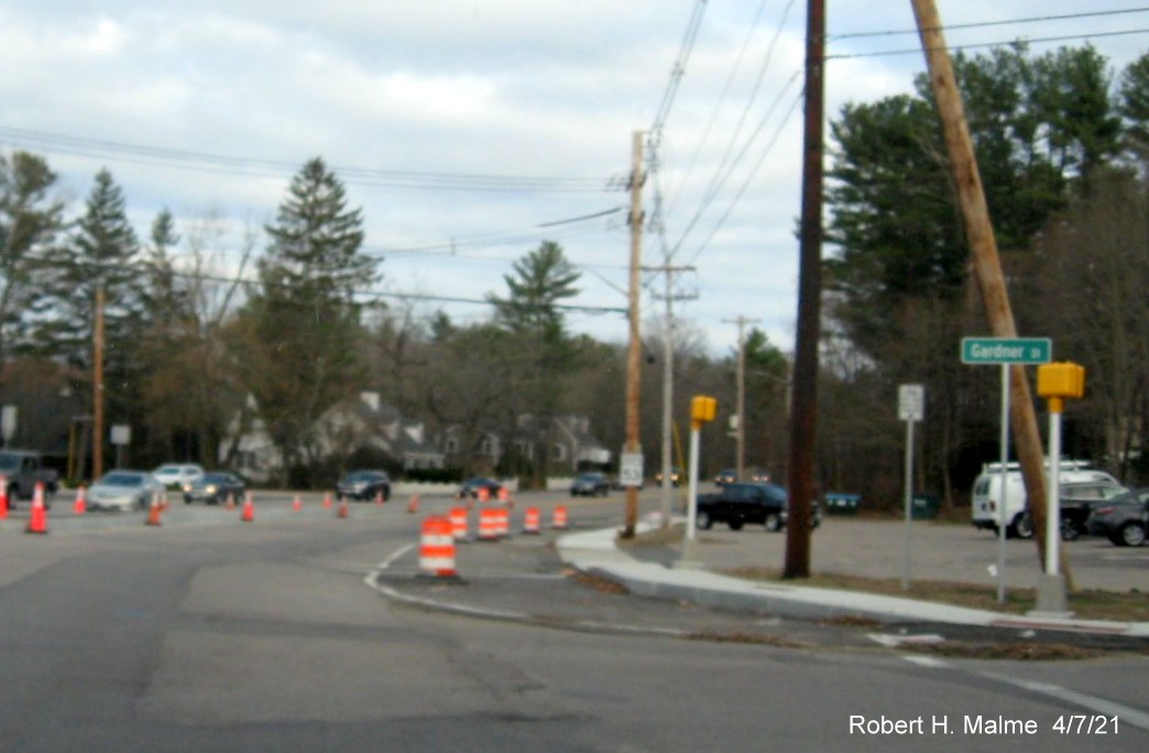 Image of new construction taking place along Derby Street construction zone at Gardner Street, April 2021