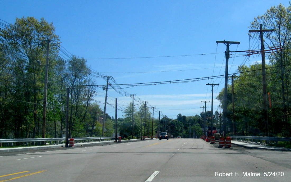 Image of Derby Street looking east showing continued widening work along south side of street, May 2020