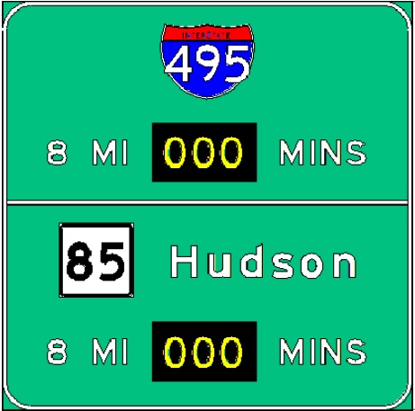 Sketch of planned RTT sign along I-290 West in Shrewsbury, from MassDOT