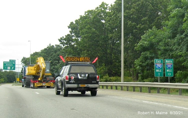 Image of first set of newly installed dual mile markers along I-290 East in Auburn, August 2021