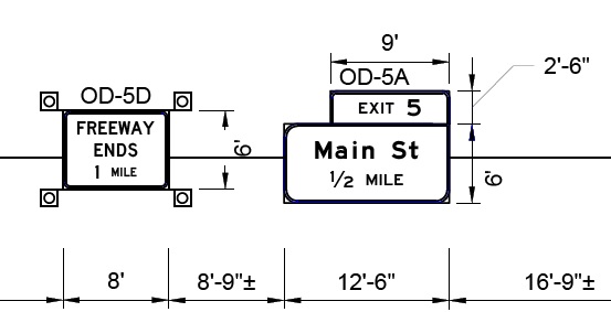 MassDOT sign plan for 1/2 mile advance sign for Main Street exit on I-391 North in Holyoke