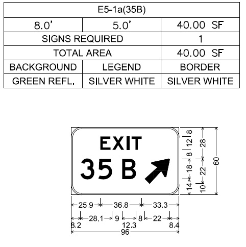 MassDOT plan for ground mounted 3 character gore sign for US 3 North exit on I-495 in Chelmsford