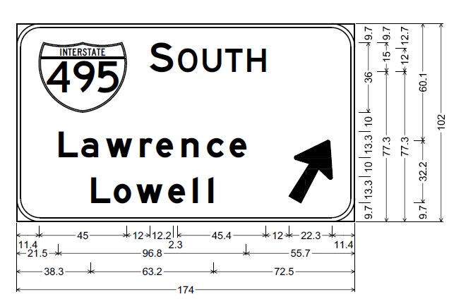 MassDOT plan for ramp guide sign for I-495 South in Haverhill