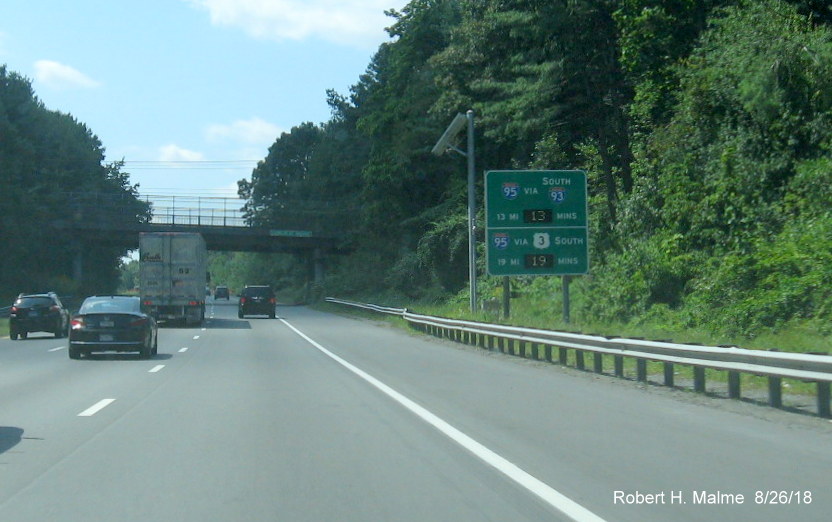 Image of newly activated Real Time Traffic sign on I-495 South in Andover