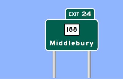 Image of I-84 Exit 24 sign plan in Middlebury, Sign Maker Software, August 2026