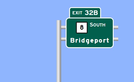 Image of I-84 East Exit 32C sign plan in Waterbury, August 2026