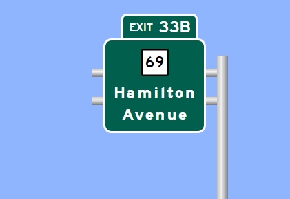 Image of I-84 West Exit 33B sign plan in Waterbury, Sign Maker Software, August 2026