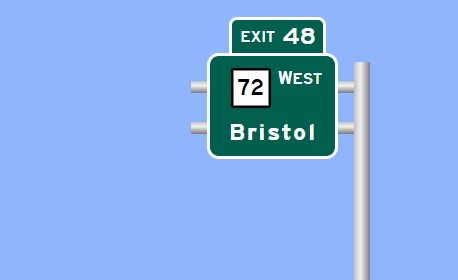 Image of I-84 East Exit 48 sign plan in Bristol, Sign Maker Software, August
2026