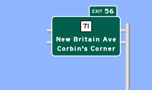 Image of I-84 Exit 56 sign plan in West Hartford, Sign Maker Software, August 2026