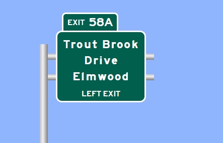 Image of I-84 West Exit 58A sign plan in West Hartford, Sign Maker Software, August 2026