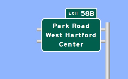 Image of I-84 West Exit 58B sign plan in West Hartford, Sign Maker Software, August 2026