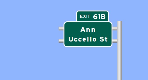Image of I-84 East Exit 61B sign plan in Hartford, Sign Maker Software, August 2026