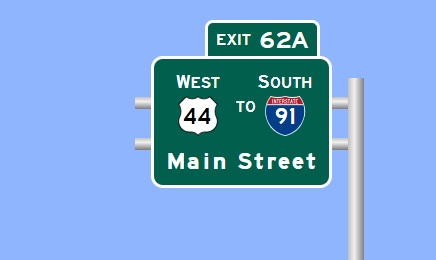 Image of I-84 West Exit 62A sign plan in Hartford, Sign Maker Software, August 2026