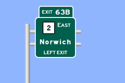 Image of I-84 Exit 63A sign plan in East Hartford, Sign Maker Software, August 2026