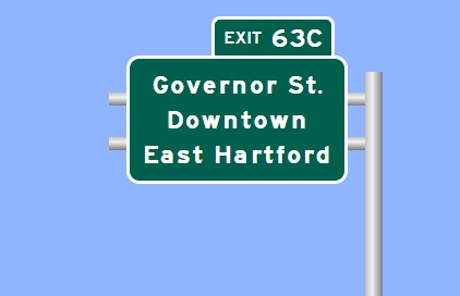 Image of West I-84 Exit 63C sign plan in East Hartford, Sign Maker Software, August 2026