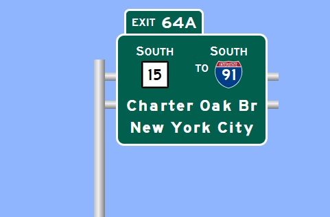 Image of West I-84 Exit 64A sign plan in East Hartford, Sign Maker Software, August 2026