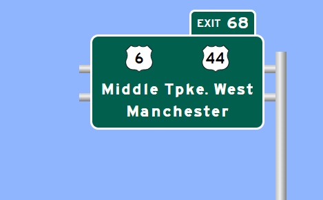 Image of I-84 East Exit 68 sign plan in Manchester, Sign Maker Software, August 2026