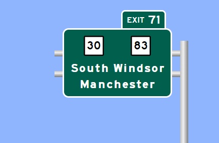 Image of I-84 West Exit 71 sign plan in Manchester, Sign Maker Software, August 2026