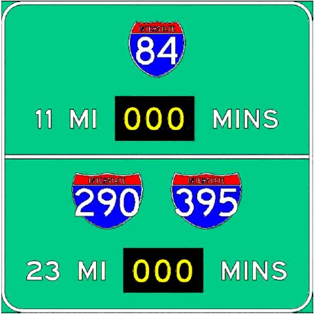 Sketch of planned RTT sign along I-90 East in Palmer, from MassDOT