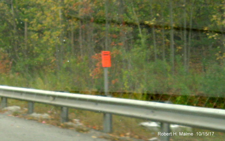 Image of newly created foundation for future overhead sign support on I-90/Mas Pike East in Marlboro