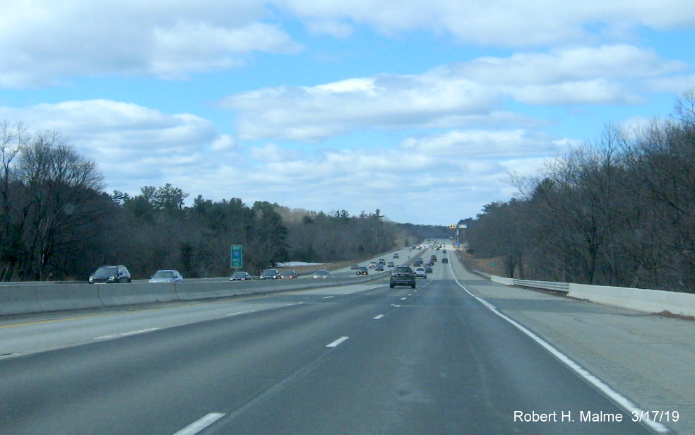 Image of newly placed mile marker for Mile 115 on I-95/Mass Pike West in Framingham