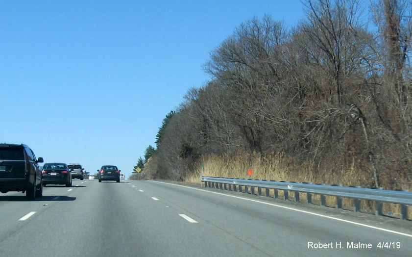 Image of contractor tag for future left-side support for I-95 1-Mile Advance sign along I-90/Mass Pike West in Weston