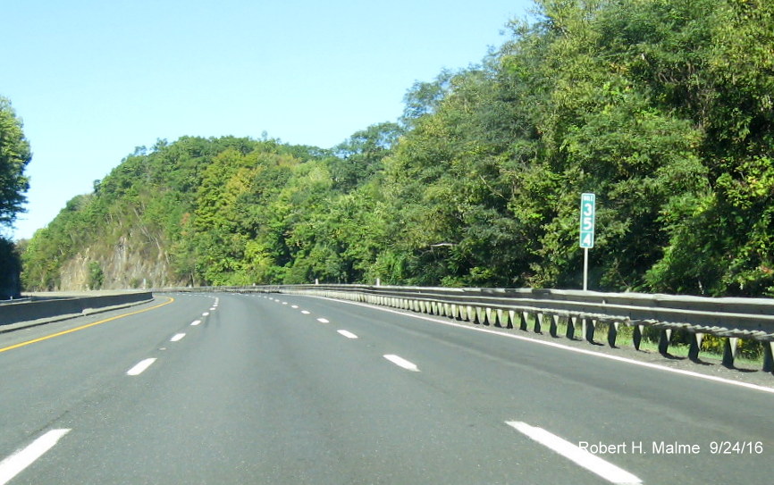Image of new 2/10 mile marker on I-90/Mass Pike West