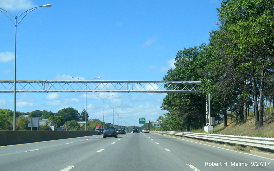 Image of contractor tag placed at future site of overhead exit sign on I-90 West in Newton