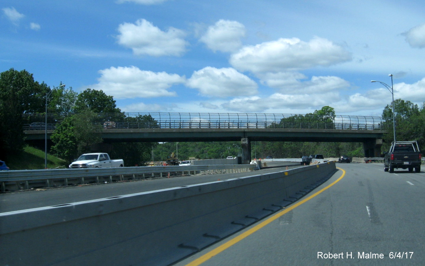 Image taken of traffic pattern at site of former Weston Toll Plaza on ramp from I-95 to I-90/Mass Pike