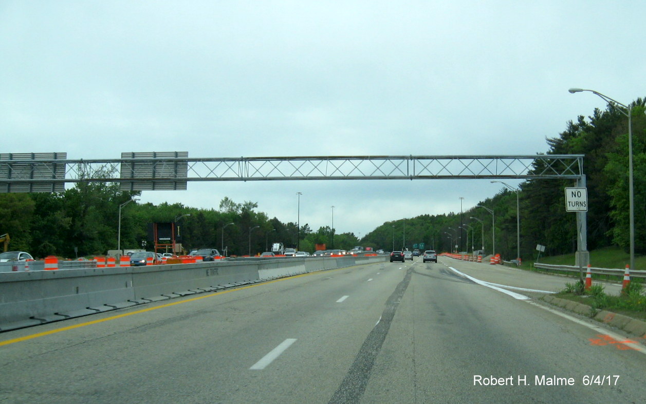 Image of former Strubridge Toll Plaza area from ramp to I-84 West from I-90/Mass Pike West