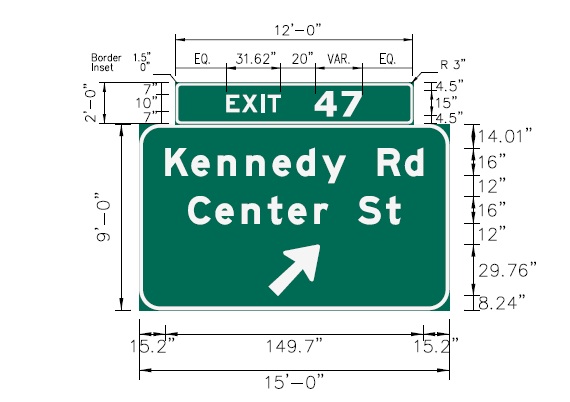 Image of I-91 Kennedy Road Exit 47 sign plan in Windsor Locks, CTDOT, 
 February 2026