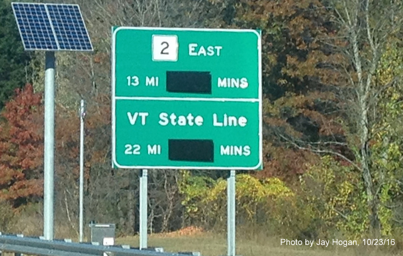 Image of newly placed Real Time Traffic sign on I-91 North in Whately, from Jay Hogan