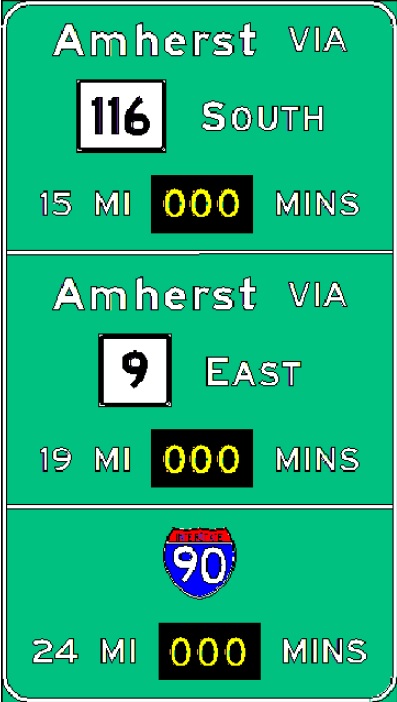 Sketch of planned RTT sign along I-91 South in Deerfield, from MassDOT