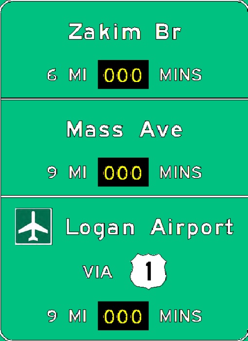 MassDOT sign plan of Real Time Traffic sign on I-93 South in Stoneham