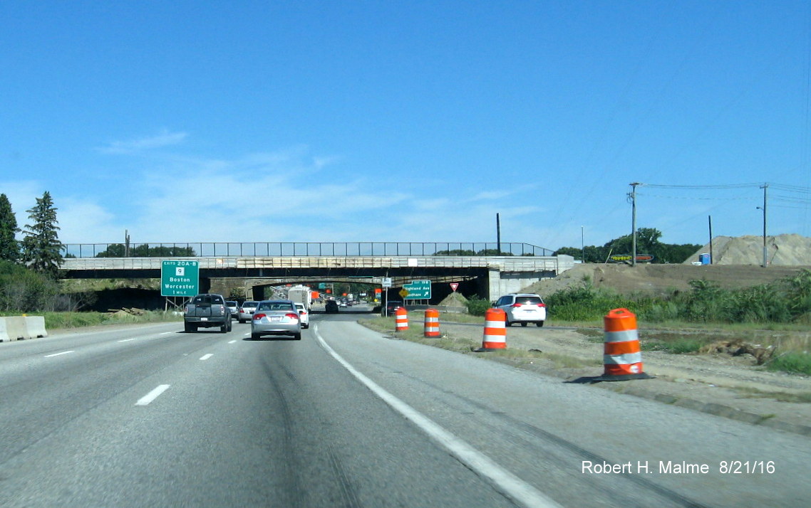 Image of Highland Ave. bridges (old and new) from I-95 North in Needham