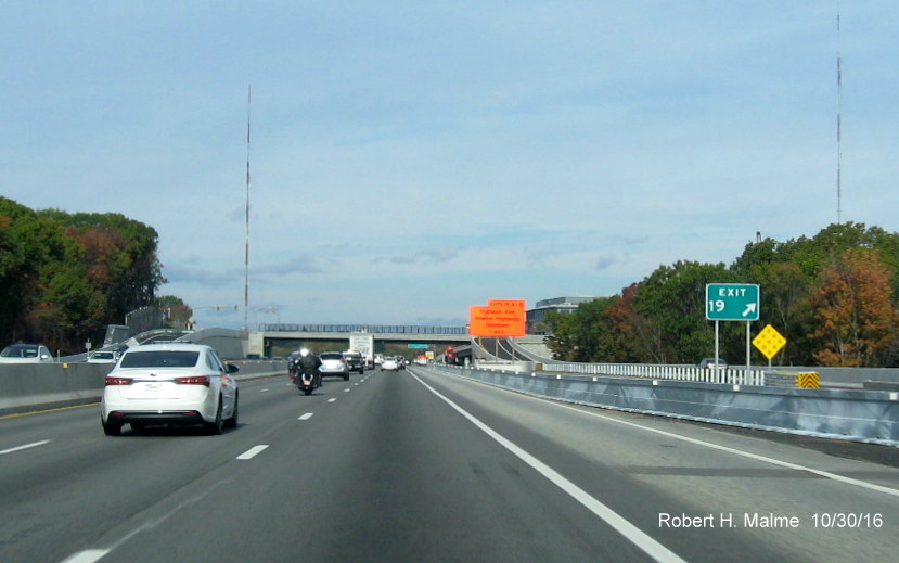 Image of exit ramp for new Kendrick Street interchange on I-95 North in Needham