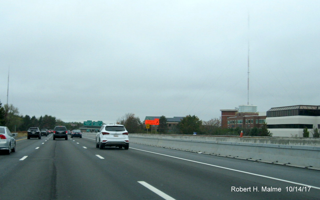 Image taken of construction progress in I-95 Add-A-Lane Project work zone in Needham