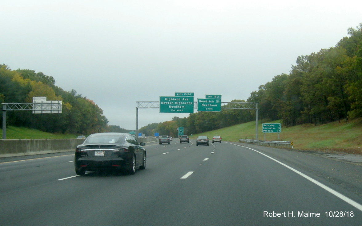 Image of four lanes of traffic now open on I-95 North in completed Add-A-Lane Project work zone in Needham