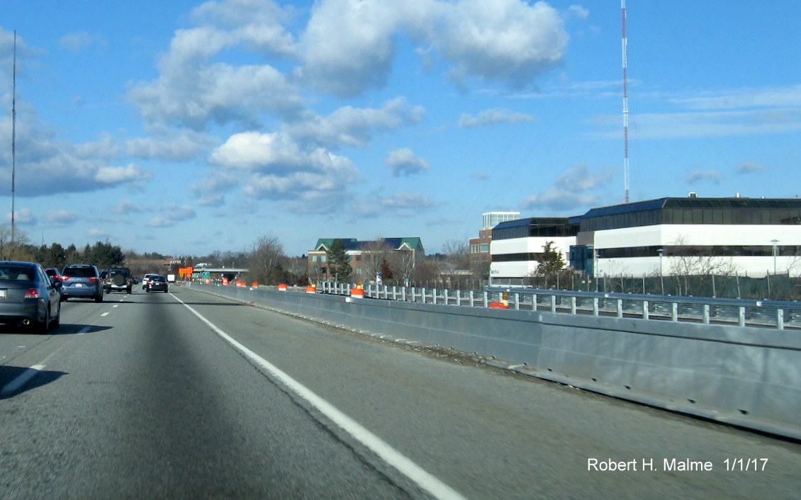 Image of construction in area of merge between future Kendrick St. off-ramp and I-95/128 North in Needham
