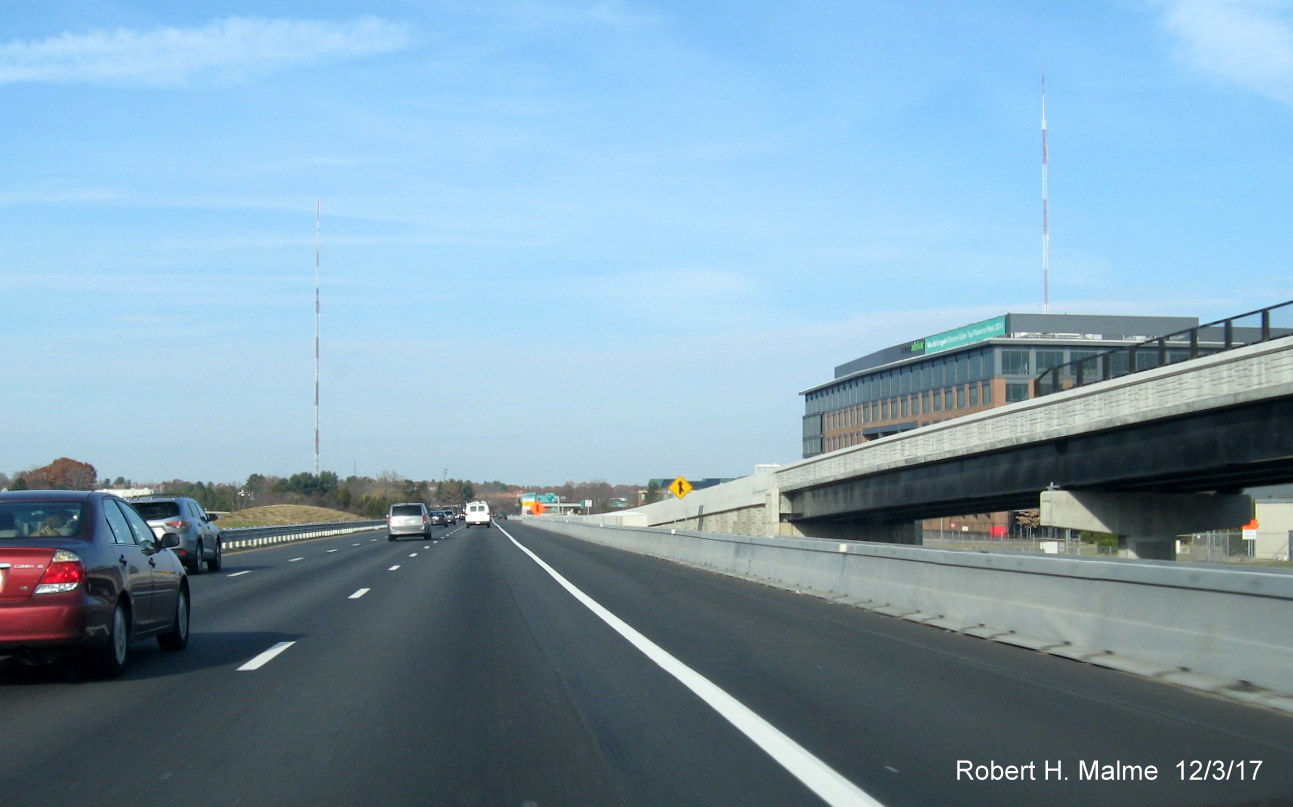 Image taken of now opened ramp from Kendrick St to I-95 North in Add-A-Lane Project work zone in Needham