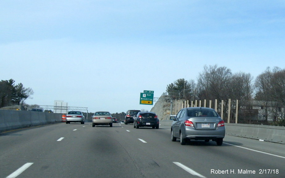 Image of new support posts for noise walls along I-95 North in Add-A-Lane Project work zone in Needham
