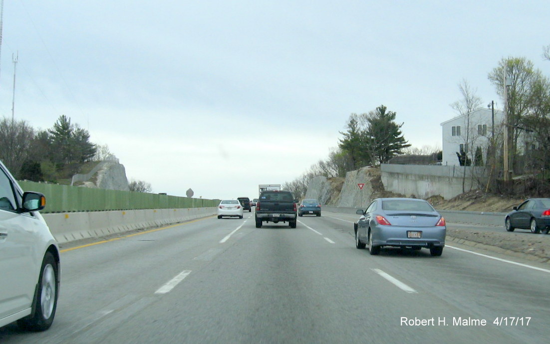Image showing rock cut and clearing along I-95 South in Needham for Add-A-Lane project