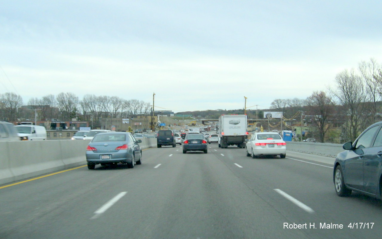 Image of Add-A-Lane project construction from I-95 South in Needham
