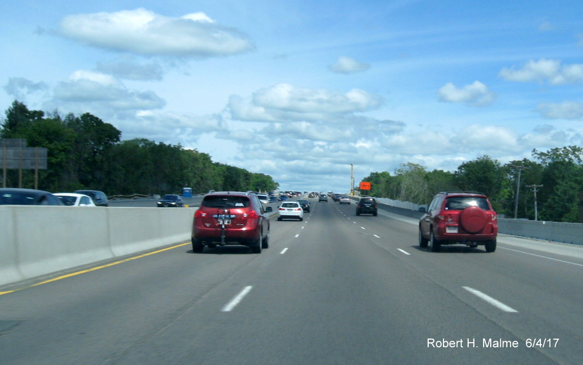 Image of construction progress in Add-A-Lane Project work zone on I-95 North in Needham