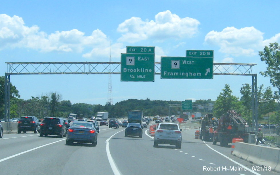 Image of construction progress on I-95 North at MA 9 interchange in Add-A-Lane Project work zone in Wellesley