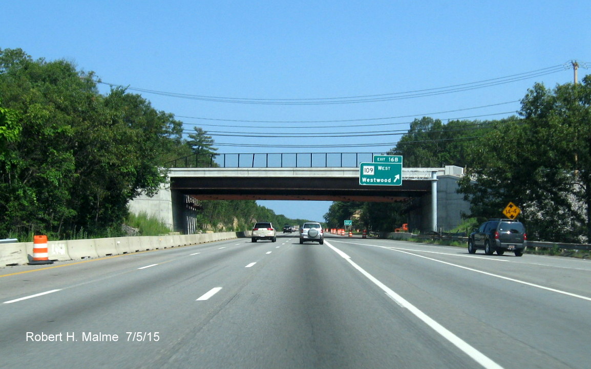 Image of MA 109 bridge under construction over I-95 North in Dedham
