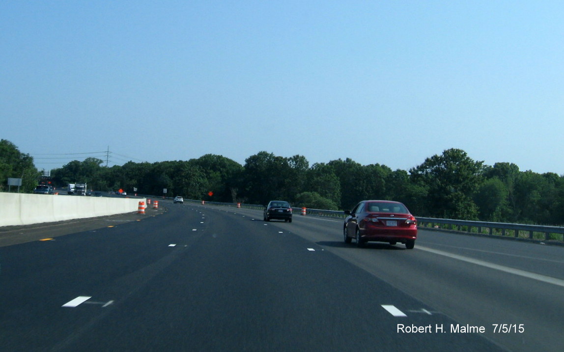 Image of construction along I-95 North near Great Plain Ave. in Dedham