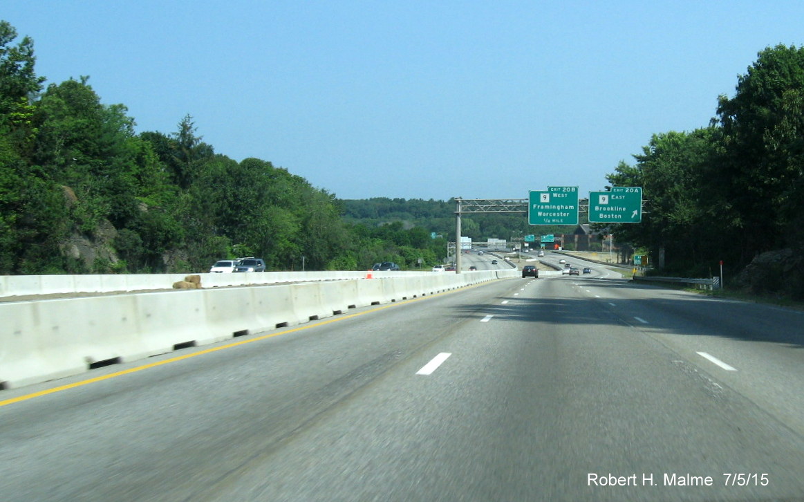 Image of MA 9 interchange under construction from I-95 North in Newton