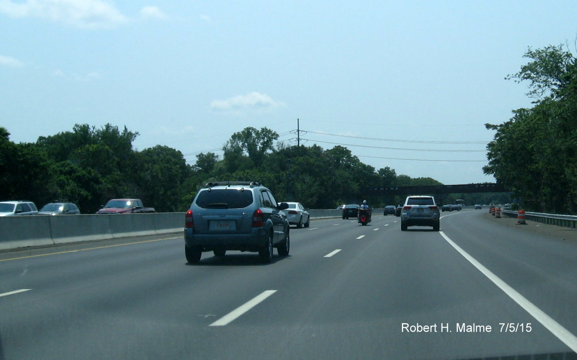 Image of transition zone between completed and under construction areas on I-95 South in Dedham